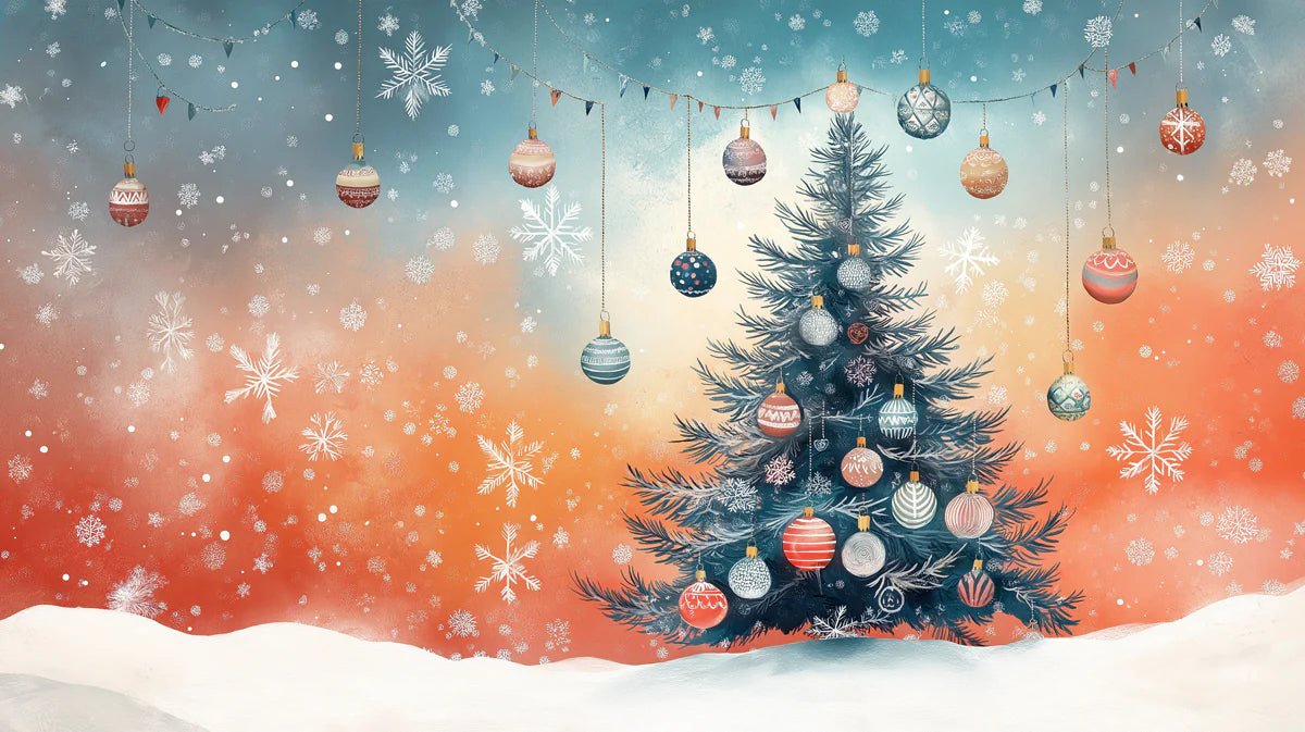 Winter Twilight Christmas Tree Mural Wallpaper - room preview 02