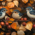 Autumn Woodland Birds Mural Wallpaper — Soft Seasonal Nature Art Mural Wallpaper - room preview 02