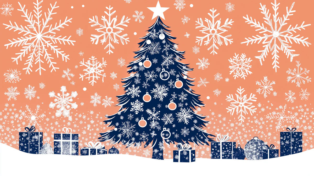 Festive Snowflake and Christmas Tree Mural Wallpaper - room preview 02