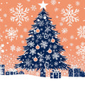Festive Snowflake and Christmas Tree Mural Wallpaper - room preview 02