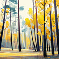 Golden Autumn Forest Mural Wallpaper — Modern Graphic Art Mural Wallpaper - room preview 02