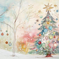 Whimsical Winter Holiday Mural Wallpaper — Festive Artistic Scene Mural Wallpaper - room preview 02