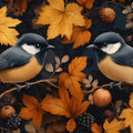 Autumn Aviary Mural Wallpaper Gold, Brown, and Charcoal Mural Wallpaper - room preview 02