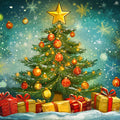 Storybook Christmas Pine Mural Wallpaper — Whimsical Holiday Scene Mural Wallpaper - room preview 02