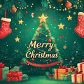 Merry Christmas Tree Mural Wallpaper — Festive Holiday Decor Mural Wallpaper - room preview 02