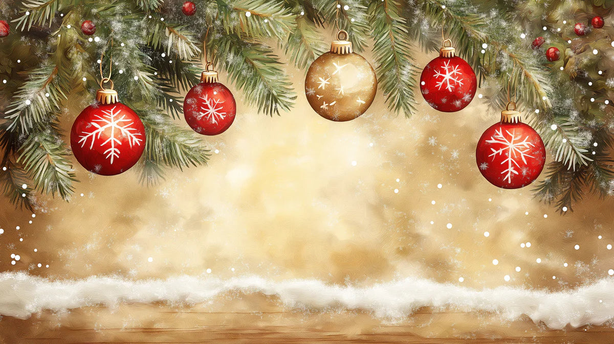Festive Garland Ornament Mural Wallpaper with Golden Glow Mural Wallpaper - room preview 02