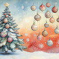 Watercolor Ornament Sky Mural Wallpaper Muted Red, Blue, and Orange Mural Wallpaper - room preview 02