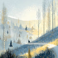 Winter Journey Mural Wallpaper — Painterly Landscape Illustration Mural Wallpaper - room preview 02