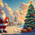 Winter Village Christmas Eve Mural Wallpaper — Whimsical Holiday Art Mural Wallpaper - room preview 02