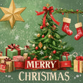 Vintage Christmas Tree Mural Wallpaper with Festive Holiday Motifs Mural Wallpaper - room preview 02