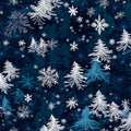 Midnight Pine and Snowflake Mural Wallpaper — Winter Forest Mural Wallpaper - room preview 02