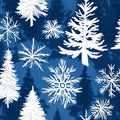 Winter Forest Mural Wallpaper —Nordic Blue and White Trees Mural Wallpaper - room preview 02