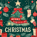 Folk Art Holiday Mural Wallpaper — Festive Green and Red Decor Mural Wallpaper - room preview 02
