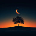 Solitude Tree at Dusk Mural Wallpaper Orange and Black Mural Wallpaper - room preview 02