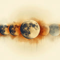 Lunar Cycle Mural Wallpaper — Artistic Ink Drip Design Mural Wallpaper - room preview 02