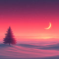 Winter Twilight Pine Mural Wallpaper — Minimalist Landscape Design Mural Wallpaper - room preview 02