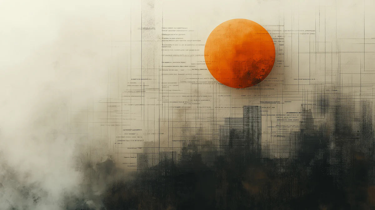 Abstract Metropolis Mural Wallpaper — Industrial Urban Skyline Mural Wallpaper - room preview 02