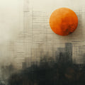 Abstract Metropolis Mural Wallpaper — Industrial Urban Skyline Mural Wallpaper - room preview 02