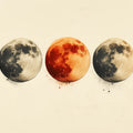 Blood Moon Quintet Mural Wallpaper — Celestial Artistic Design Mural Wallpaper - room preview 02