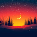 Winter Sunset Graphic Mural Wallpaper Red, Orange, and Yellow Mural Wallpaper - room preview 02