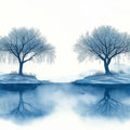 Winter Reflection Mural Wallpaper — Blue and White Landscape Mural Wallpaper - room preview 02