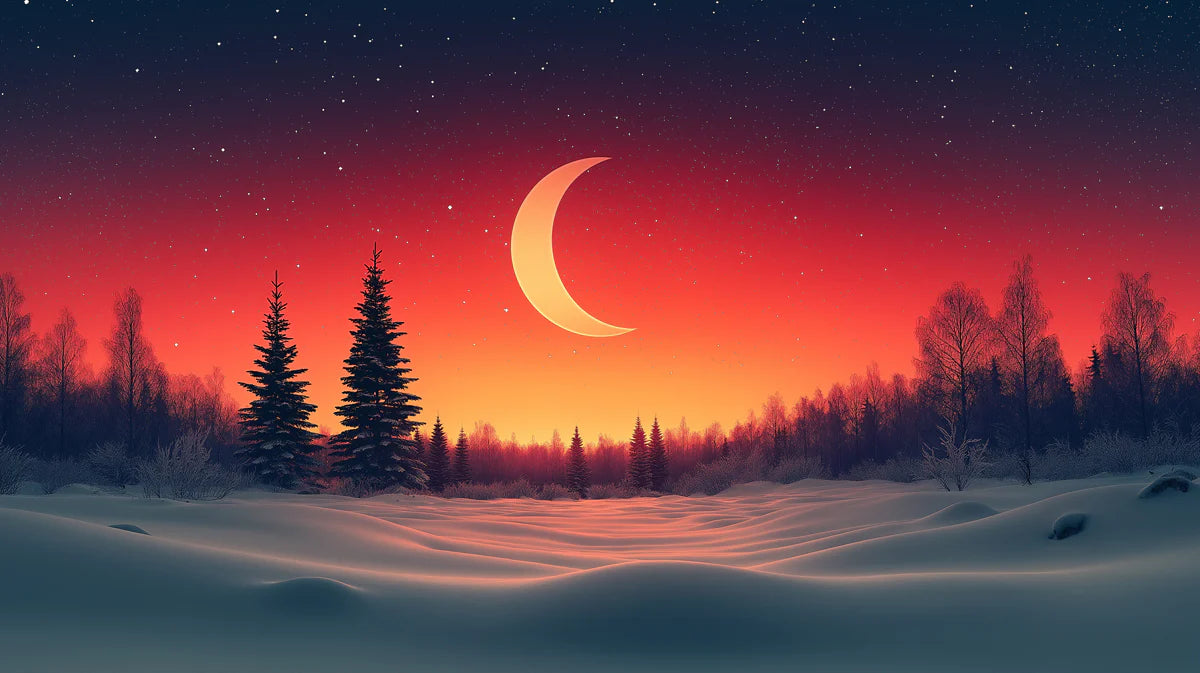 Crimson Winter Moon Mural Wallpaper Red, Orange, and Black Mural Wallpaper - room preview 02