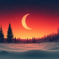 Crimson Winter Moon Mural Wallpaper Red, Orange, and Black Mural Wallpaper - room preview 02