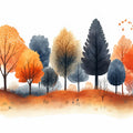 Autumn Grove Landscape Mural Wallpaper — Watercolor Forest Mural Wallpaper - room preview 02