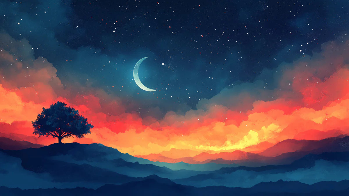 Celestial Sunset Mural Wallpaper Red, Orange, and Blue Mural Wallpaper - room preview 02