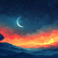 Celestial Sunset Mural Wallpaper Red, Orange, and Blue Mural Wallpaper - room preview 02