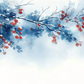 Snowy Berry Branch Mural Wallpaper — Artistic Winter Design Mural Wallpaper - room preview 02