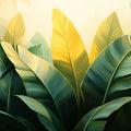 Modern Banana Leaf Mural Wallpaper Green, Yellow, and White Mural Wallpaper - room preview 02