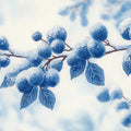 Snow-Dusted Berry Branch Mural Wallpaper — Frosty Blue Design Mural Wallpaper - room preview 02