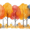 Watercolor Grove Mural Wallpaper in Vibrant Autumn Tones Mural Wallpaper - room preview 02