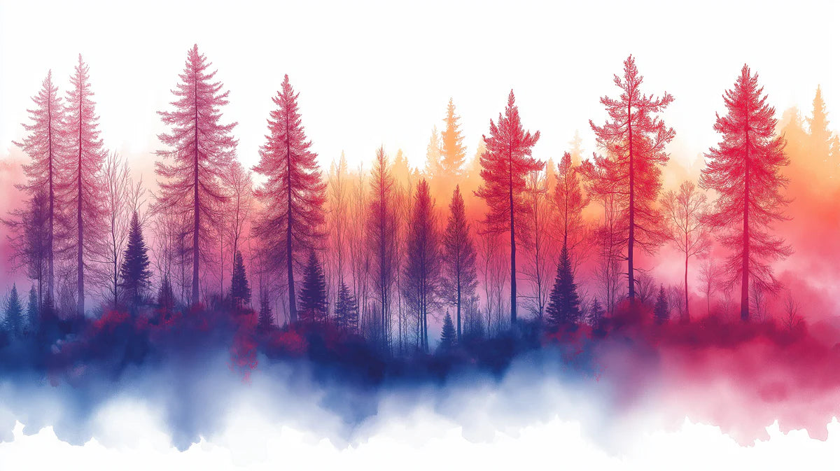 Fiery Sunset Forest Mural Wallpaper — Abstract Landscape Art Mural Wallpaper - room preview 02