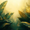 Golden Banana Leaf Mural Wallpaper Green and Yellow Mural Wallpaper - room preview 02