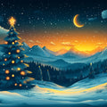 Christmas in the Valley Mural Wallpaper Blue, Orange, and Gold Mural Wallpaper - room preview 02