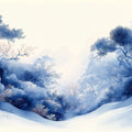 Indigo Mountain Valley Mural Wallpaper — Painterly Landscape Mural Wallpaper - room preview 02
