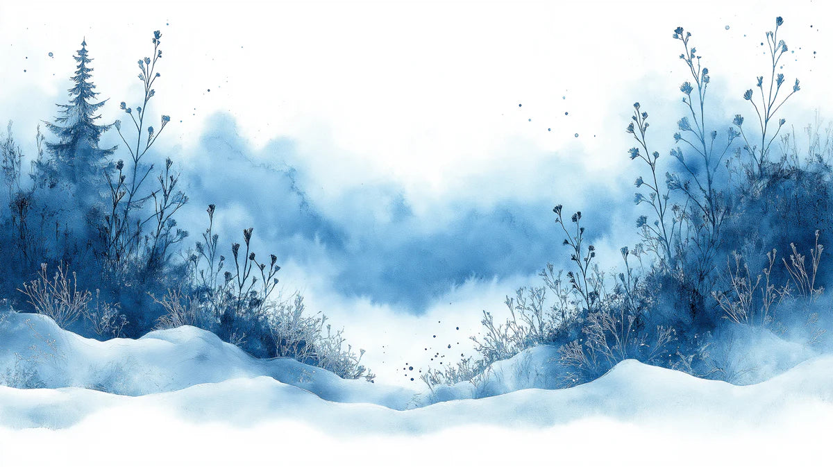 Winter Forest Watercolor Mural Wallpaper — Misty Blue Landscape Mural Wallpaper - room preview 02
