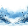 Winter Forest Watercolor Mural Wallpaper — Misty Blue Landscape Mural Wallpaper - room preview 02