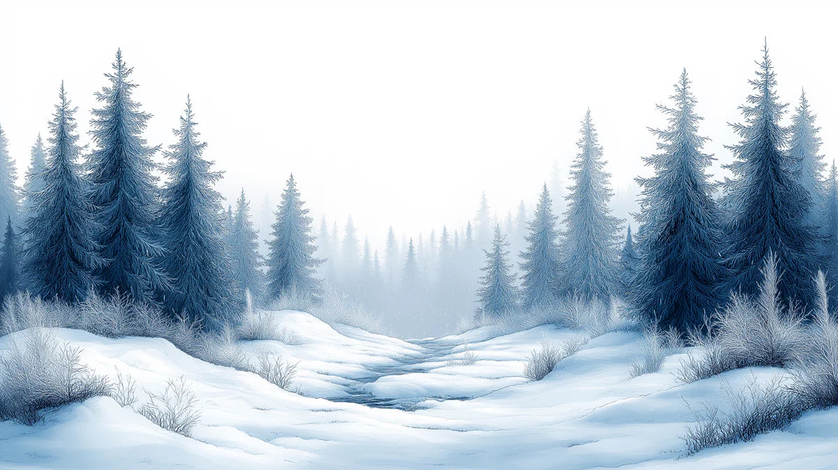 Snowy Pine Forest Mural Wallpaper — Winter Landscape Wall Decor Mural Wallpaper - room preview 02