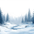 Snowy Pine Forest Mural Wallpaper — Winter Landscape Wall Decor Mural Wallpaper - room preview 02