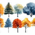 Four Seasons Tree Watercolor Mural Wallpaper — Artistic Nature Mural Wallpaper - room preview 02