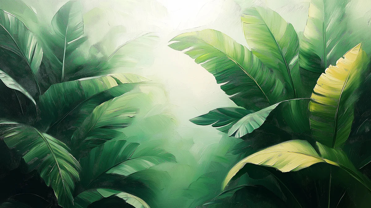 Misty Banana Grove Mural Wallpaper Green and Yellow Mural Wallpaper - room preview 02
