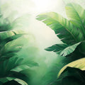 Misty Banana Grove Mural Wallpaper Green and Yellow Mural Wallpaper - room preview 02