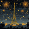 Parisian Celebration Mural Wallpaper in Midnight Blue and Gold Mural Wallpaper - room preview 02