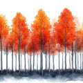 Fiery Autumn Forest Mural Wallpaper — Impressionistic Woodland Scene Mural Wallpaper - room preview 02