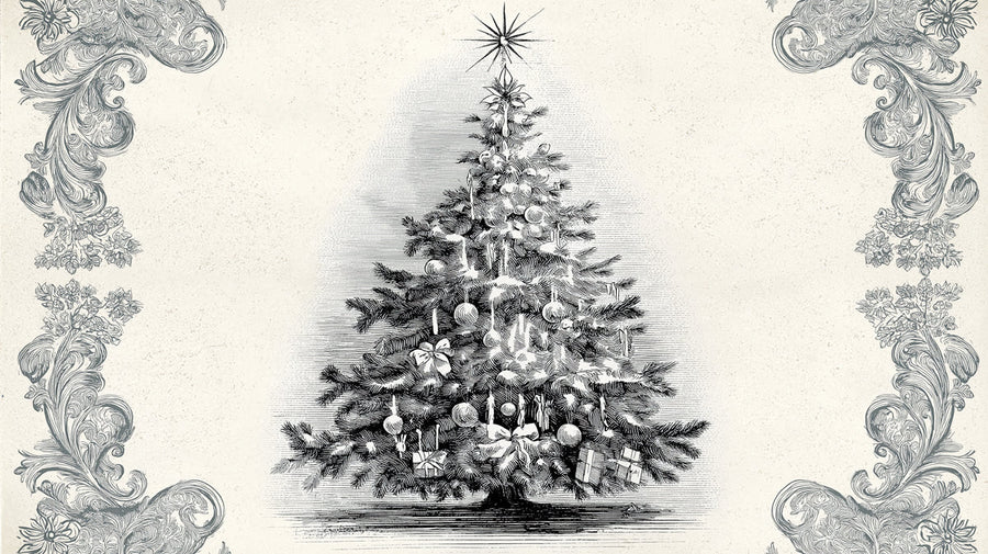Vintage Stich Gravur Weihnachtsmural Tapete Schwarz-Weiß-Mural Tapete printable artwork