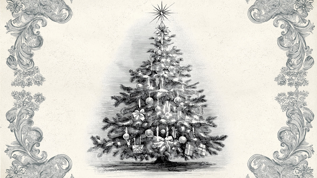 Vintage Engraving Christmas Mural Wallpaper Black and White Mural Wallpaper - room preview 02