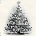 Vintage Engraving Christmas Mural Wallpaper Black and White Mural Wallpaper - room preview 02